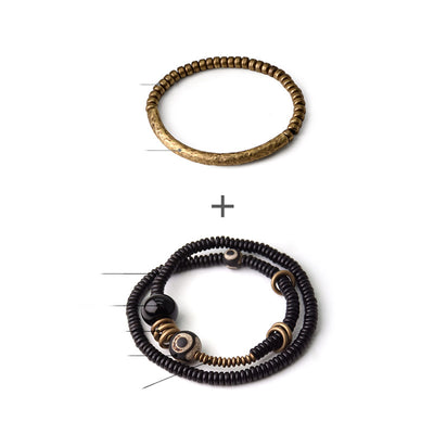 Pulsera Unisex de Madera Antigua y Cuentas de Cobre Literario - Image 4