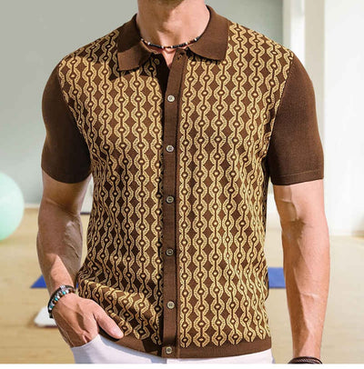 Cardigan Jacquard de Lino Tencel Manga Corta para Hombre - Image 12