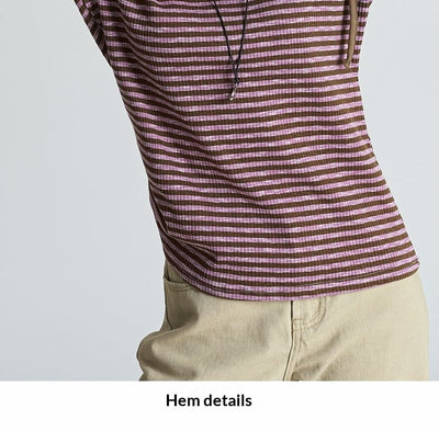 Blusa Slim Rayas Moradas con Hombros Descubiertos Manga Larga - Image 18
