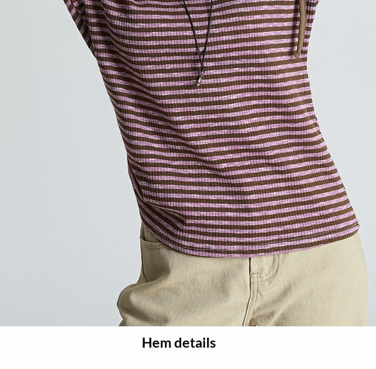 Blusa Slim Rayas Moradas con Hombros Descubiertos Manga Larga - Image 18