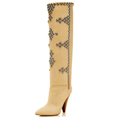 Botas Over the Knee con Tacón Cuña y Punta Studs - Image 4