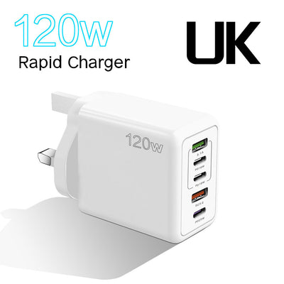 Cargador Rápido Multipuerto 120W - Enchufes Europeos, Americanos y Británicos - Image 11