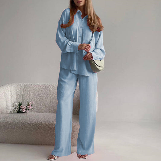 Conjunto Elegante: Blusa Suelta Manga Larga y Pantalón Cintura Alta