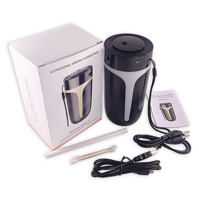 Black and gold car air purifier and humidifier with Bluetooth music, digital display, and USB port. - Image 10