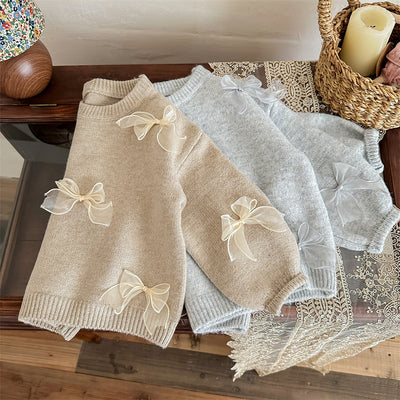 Suéter Infantil con Moño - Tejido Elegante para Niñas - Image 8