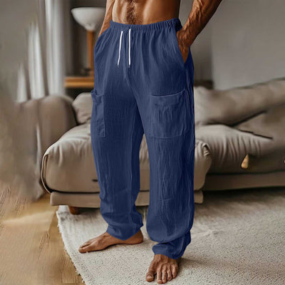 Pantalones Casuales de Algodón y Lino con Cintura Elástica y Bolsillos Múltiples - Image 13