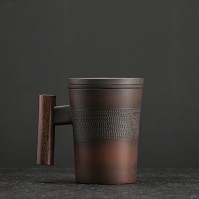 Taza de Cerámica Morada con Filtro y Tapa para Café y Leche - Image 7