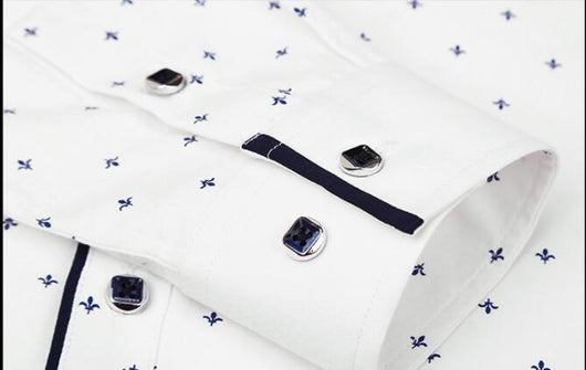 Camisa Casual de Manga Larga con Estampado en Colores Sólidos para Hombre - Image 3