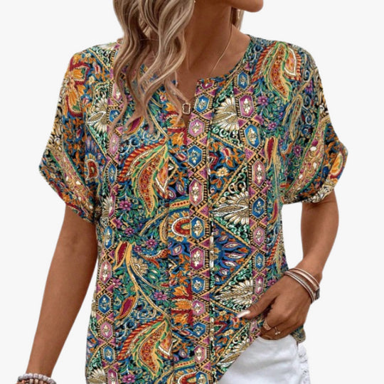Playera Étnica Retro con Estampado 3D - Casual y Cómoda