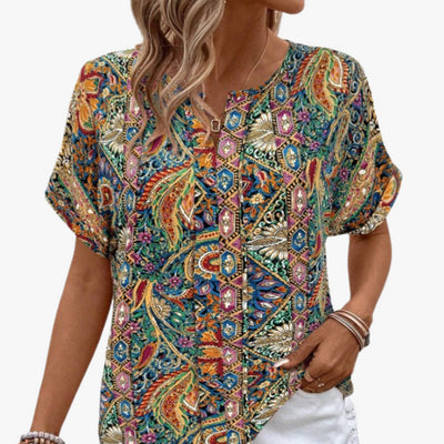 Playera Étnica Retro con Estampado 3D - Casual y Cómoda