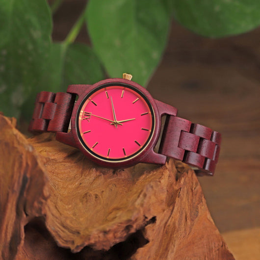 Reloj de Madera para Mujer con Esfera de Concha - Cuarzo Casual Violeta - Image 8