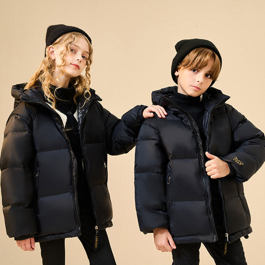 Chaqueta Acolchada Infantil Negro y Dorado - Bestseller de Temporada