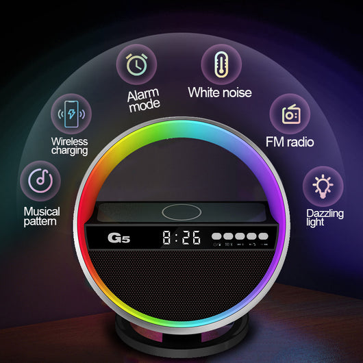 Lámpara Ambiental RGB con Cargador Inalámbrico y Altavoz Bluetooth - Image 2