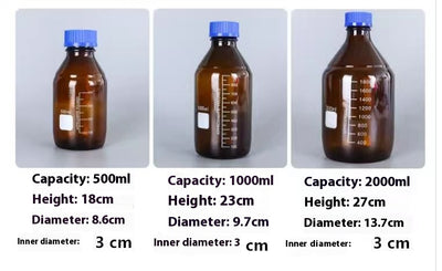 Botellas de Reactivo de Vidrio Oscuro con Tapa - 250ml, 500ml y 1000ml - Image 22