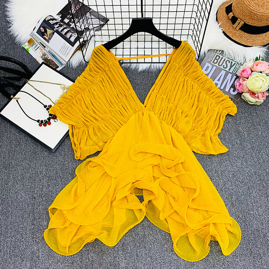 Blusa Elegante de Chifón con Mangas Onduladas y Escote en V - Image 6