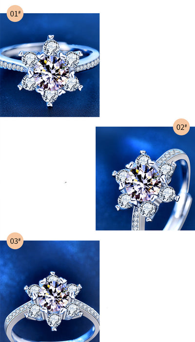 Anillo de Plata 925 con Moissanita Copo de Nieve para Mujer - Image 11