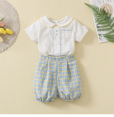 Conjunto Infantil Elegante: Camisa a Cuadros y Shorts - Image 3