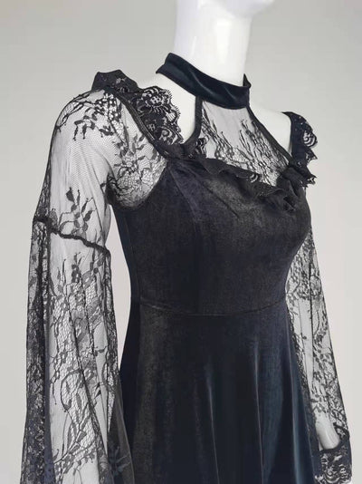 Vestido de Encaje Gótico con Paneles Oscuros - Image 2