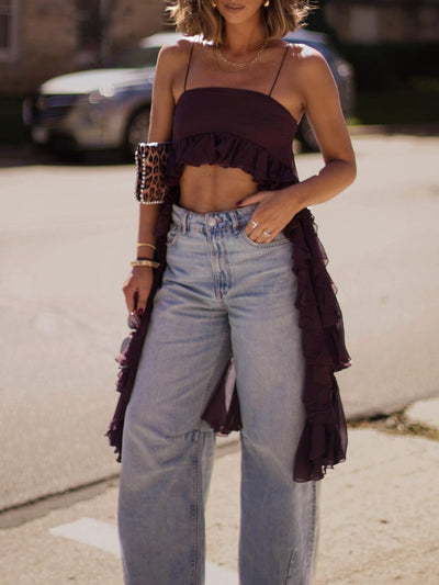 Top Halter con Volantes y Dobladillo Irregular - Image 2