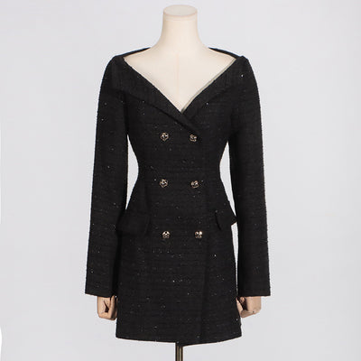 Vestido Elegante Hombros Descubiertos con Manga Larga y Cintura Ajustada - Image 6