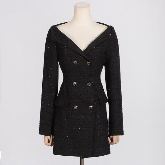 Vestido Elegante Hombros Descubiertos con Manga Larga y Cintura Ajustada - Image 6