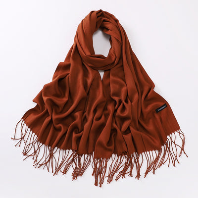Bufanda Larga de Cashmira Suave - Color Liso para Otoño e Invierno - Image 15