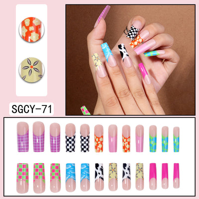 Uñas Postizas Degradado Floral con Efecto Espejo Electroplatado - Image 3