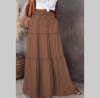Vestido Maxi Plisado de Cintura Alta Elástica para Mujer - Image 17
