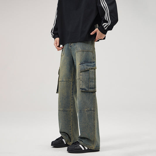 Pantalones Vaqueros Vintage Estilo Americano con Múltiples Bolsillos - Image 2
