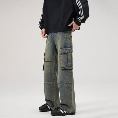 Pantalones Vaqueros Vintage Estilo Americano con Múltiples Bolsillos - Image 2