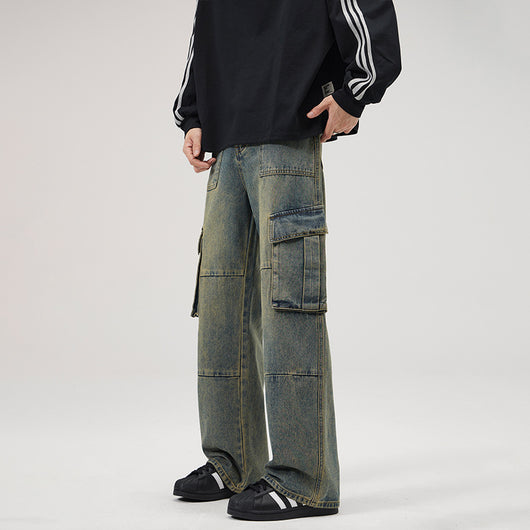 Pantalones Vaqueros Vintage Estilo Americano con Múltiples Bolsillos - Image 2