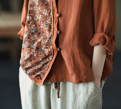 Chaqueta Étnica Retro Suelta Cuello V Manga Larga - Image 8