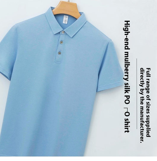 Polo de Seda Morera para Hombre - Camiseta Casual de Manga Corta - Image 12