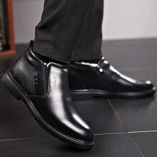 Zapatos de Cuero para Hombre Invierno Cálidos con Forro de Lana - Antideslizantes para Padres y Adultos Mayores - Image 6