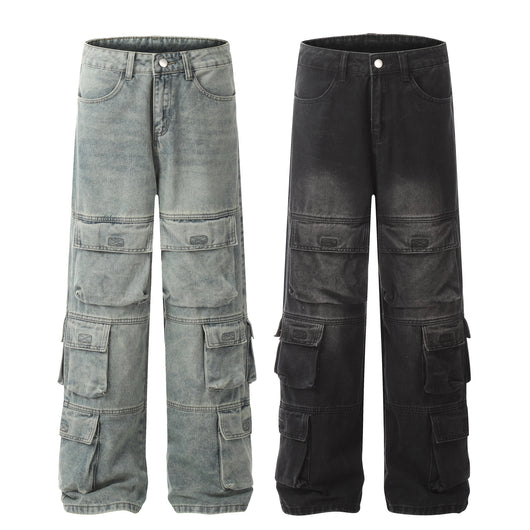 Jeans Casuales Hombre con Múltiples Bolsillos - Estilo Street Lavado Pesado - Image 15