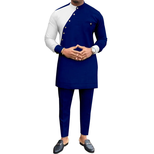 Conjunto de Algodón Puro Africano para Hombre - Traje de Ocio Elegante