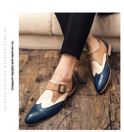 Zapatos de Cuero para Hombre con Bloques de Color - Tendencia Moderna - Image 18
