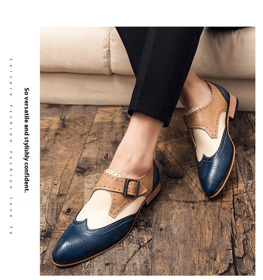 Zapatos de Cuero para Hombre con Bloques de Color - Tendencia Moderna - Image 18