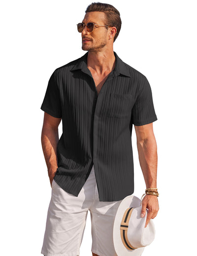 Camisa Cardigan Manga Corta para Hombre - Estilo Moderno y Versátil - Image 9