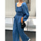 Jumpsuit de Mezclilla con Cuello Cuadrado y Detalle Fruncido para Mujer