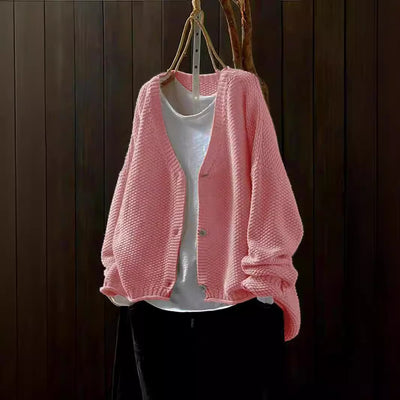 Cardigan de Punto V-Neck Casual Versátil para Otoño - Image 3