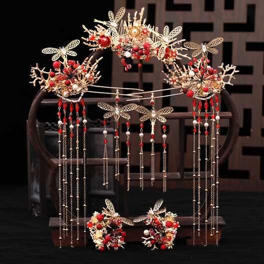 Juego Completo de Accesorios para Cabello Estilo Antiguo con Corona de Hada y Peineta Mariposa - Image 9