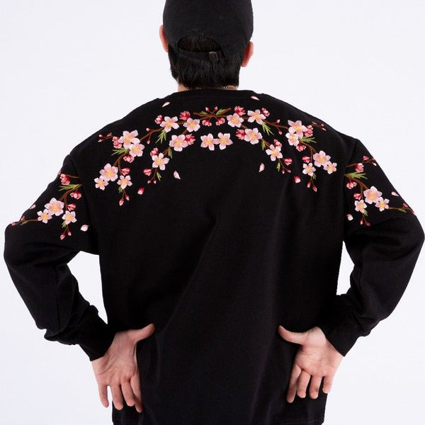 Suéter Oversize para Hombre Cuello Redondo con Bordado en Ciruela