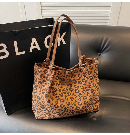 Bolsa Grande de Lona con Estampado de Leopardo para Hombro - Image 27