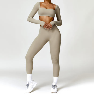 Conjunto Deportivo Yoga Cintura Alta Ajustado Secado Rápido para Mujer - Image 17