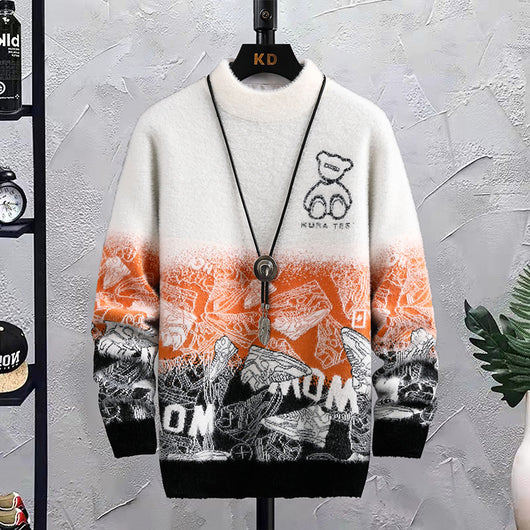 Suéter Hip Hop Patchwork Cuello Redondo para Hombre - Image 11