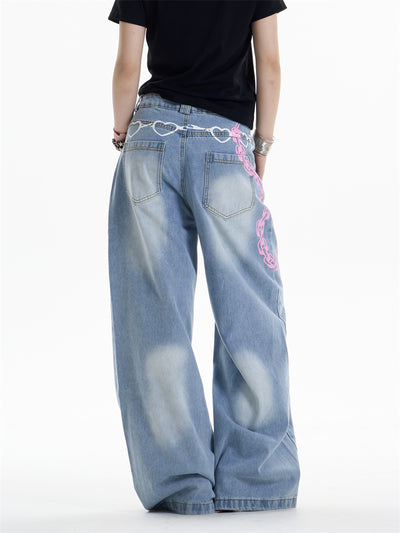 Pantalones Rectos Anchos con Cadena Estampada para Mujer - Image 11