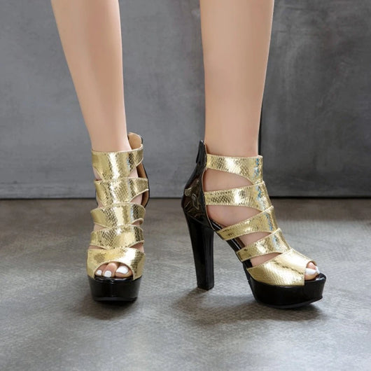 Botas Mujer Estilo Romano Hueco Boca de Pez Frío Europeo Americano - Image 12