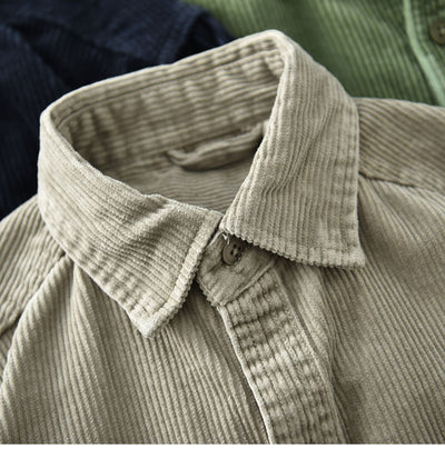Camisa Casual de Pana Suelta Retro para Hombre - Image 21