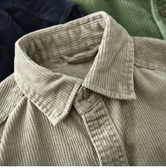 Camisa Casual de Pana Suelta Retro para Hombre - Image 21